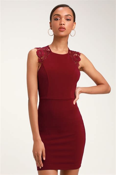 Sexy Burgundy Dress Lace Dress Lace Bodycon Dress Dress Lulus