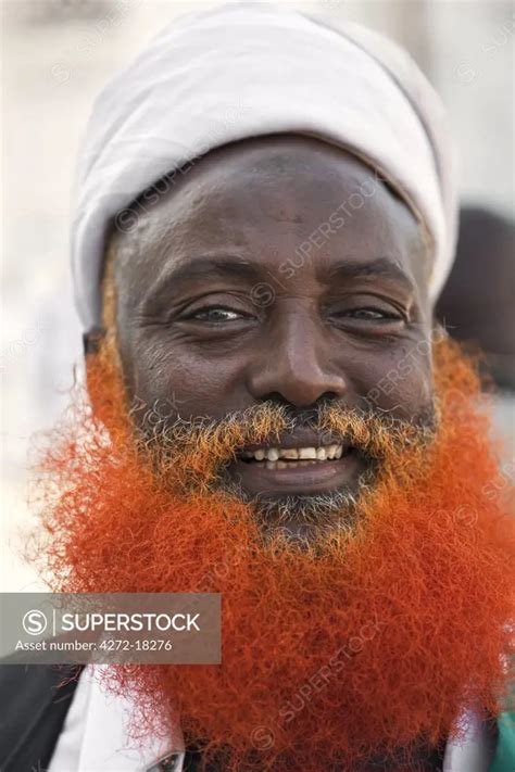 Kenya A Muslim Man From Lamu With A Red Henna Beard Stained When They Have Participated In A