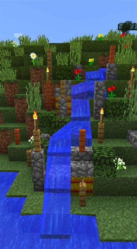 Minecraft Waterfall | Minecraft cottage, Minecraft designs, Minecraft