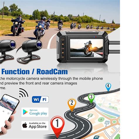 3in 32GB Motorcycle Dash Cam 2K Video Front Rear Cameras Wifi GPS WDR