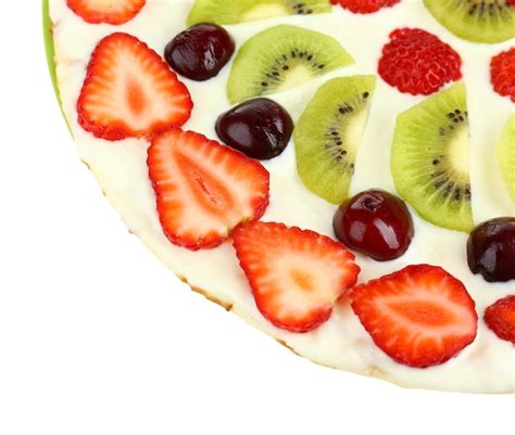 Pizza Dulce Casera Con Frutas Aisladas En Blanco Foto Premium