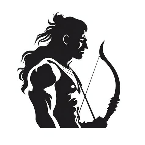 Shree Ram Vector Silhouette White Background Premium AI Generated Image