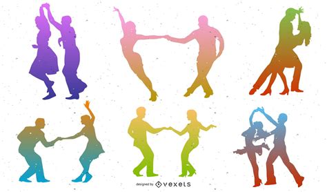 Descarga Vector De Conjunto De Silueta De Bailarines Coloridos