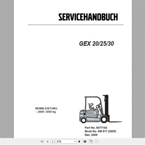 Clark Forklift GEX 20 25 30s 30 32 Service Manual 8051045 Auto Repair