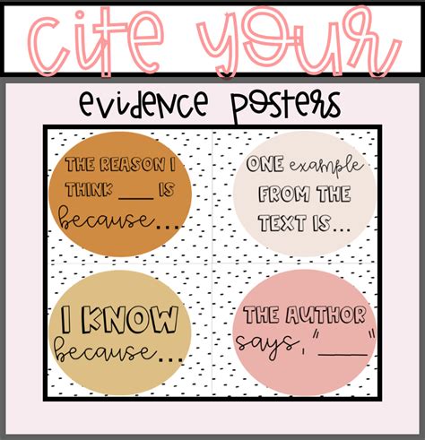 Citing Evidence Boho Vibe Posters Citing Evidence Some Sentences Sentence Stems