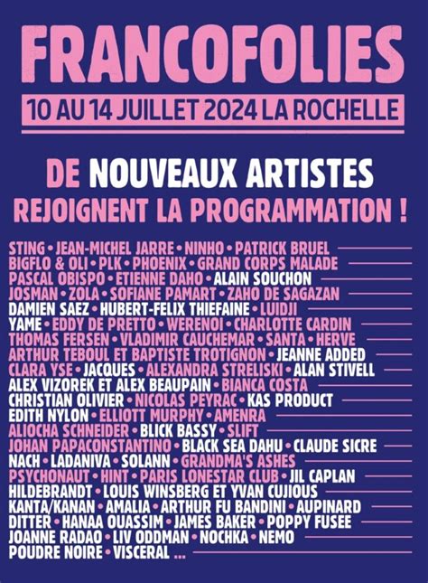 Les Francofolies De La Rochelle 2024 La Programmation Du Festival