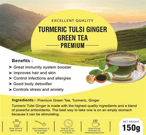 Turmeric Tulsi Ginger Green Tea Raur Tea