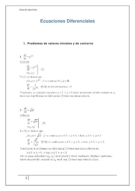 Pdf Ejercicios Resueltos Sobre Ecuaciones Diferenciales Una Gu A