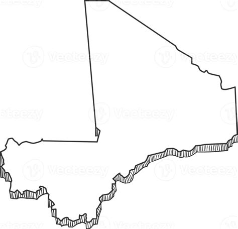 Hand Drawn Of Mali 3d Map 12872699 Png