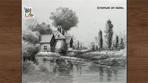 How To Draw River Side Houses In Landscape Art For Beginners Easy