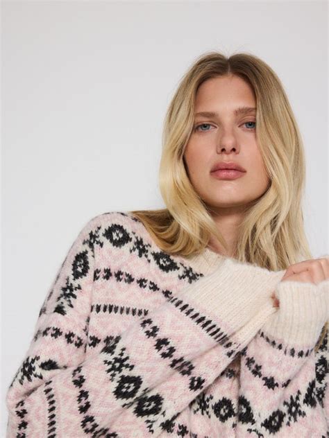 Wzorzysty sweter z domieszką wełny Kolor wielobarwny RESERVED ZQ678 MLC