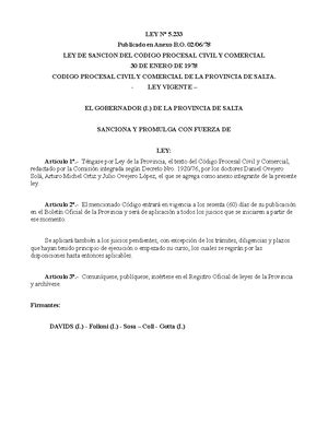 Código Procesal Penal de la provincia de Salta SALTA 1 de Noviembre