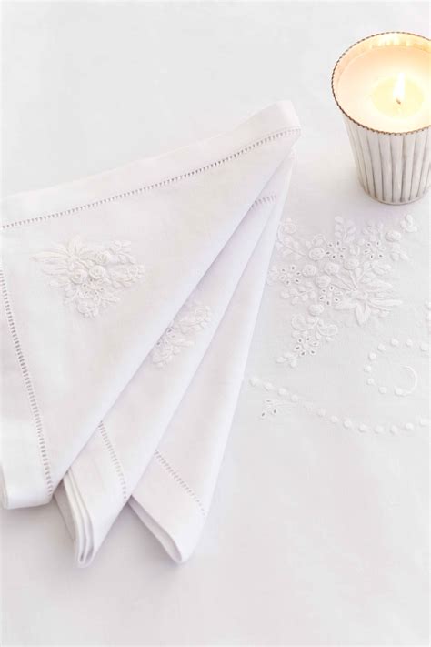 Versailles Cotton Napkin Set Of Four Cotton Napkins Embroidered