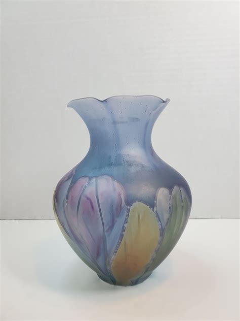 Nouveau Art Glass Hand Painted By Rueven 6 5 Vase USA Etsy