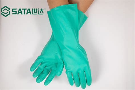 Sata Ppe Apex Tool Group Elbow Length Thick Strong Ppe Nitrile Chemical Defense Gloves For