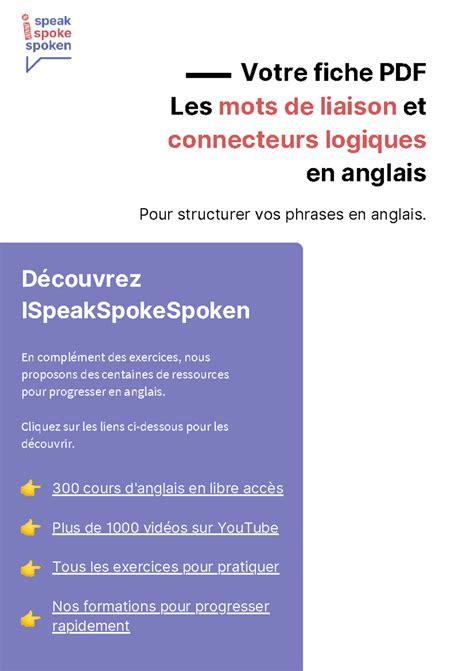 Fiche M Mo Vocabulaire Mots De Liaison Et Connecteurs Logique En