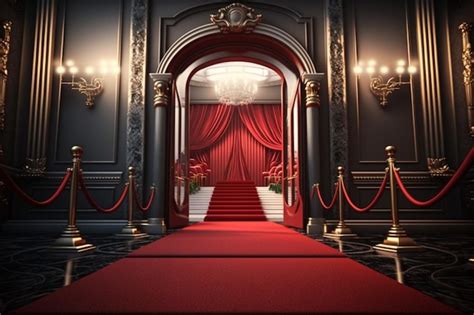 Premium AI Image VIP Luxury Entrance With Red Carpet Generative Ai