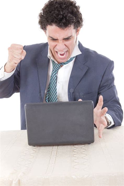 Angry Man Hitting Into Camera With Clenched Fist Stock Image Image Of