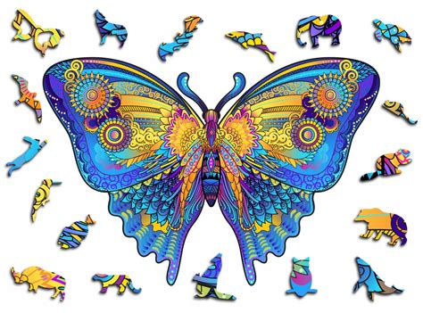 Puzzle Drewniane Premium D Uk Adanka Dla Doros Ych Motyl Xxl Zwierz Ta