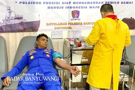 Peringati HUT Ke 73 Satpolairud Banyuwangi Sumbang 30 Kantong Darah Ke