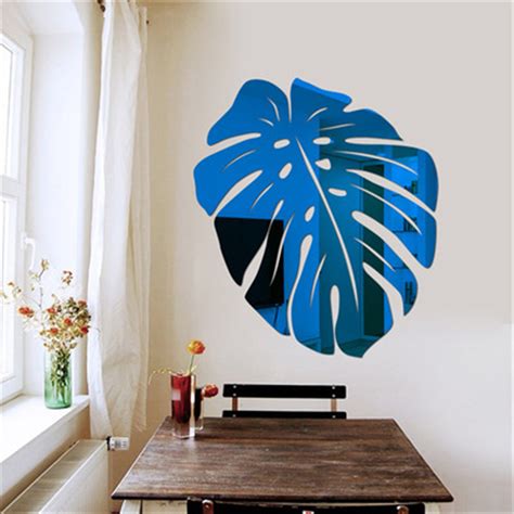 Mewcaen Home Decor Living Room Furniture 3d Mirror Leaf Flower Acrylic