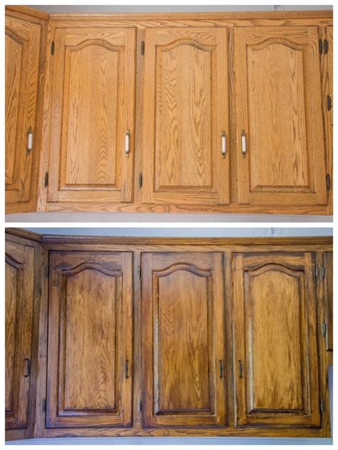 Diy Staining Oak Cabinets Eclectic Spark