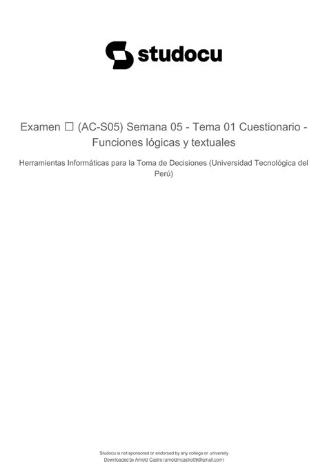 Pdf Examen Ac S Semana Tema Cuestionario Funciones Logicas Y