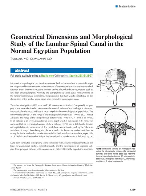 Pdf Geometrical Dimensions And Morphological Study Of The Lumbar