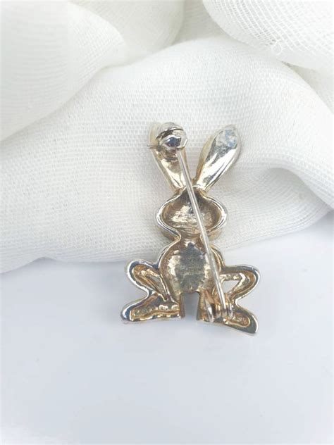 Vintage Rabbit Brooch Bunny Rabbit Brooch Pin Rhinestone Etsy