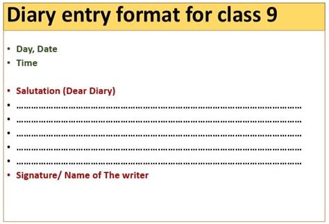 Cbse Diary Entry For Class 9 Format Some Topics Worksheet Pdf