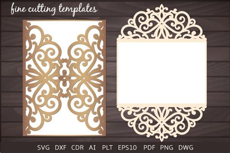 Wedding Invitation Laser Cut SVG 5x7 Gate Fold Card Template