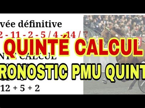 PRONOSTIC PMU Quinté calcul dimanche 14 février 2021 basequintefo