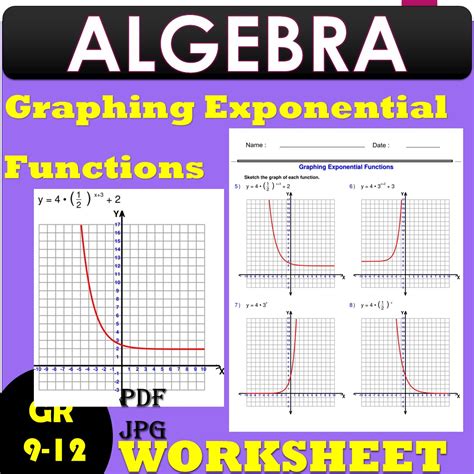 Graphing Exponential Functions - Exponents Worksheets - Algebra 1 ...