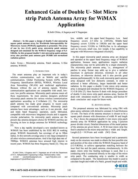 PDF Enhanced Gain Of Double U Slot Micro Strip Patch Antenna Array