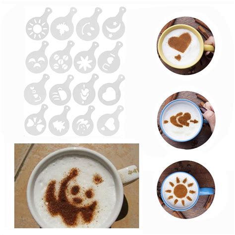 Pcs Cappuccino Caf Stencils Modelo Caf Leite B Grandado