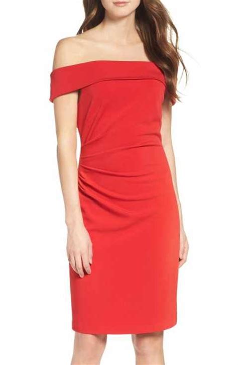 Vince Camuto Off The Shoulder Crepe Sheath Dress