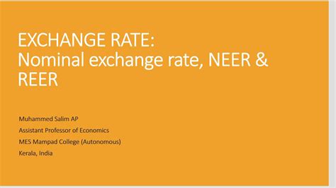 Nominal Effective Exchange Rate Neer An Introduction Youtube