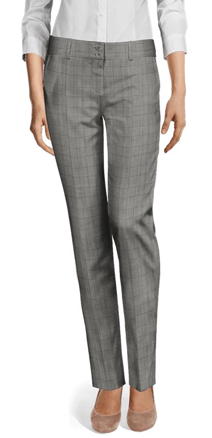 Grey Plaid Woman Suit With Peak Lapels Sumissura