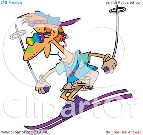 Royalty Free Rf Clip Art Illustration Of A Cartoon Cool Skiing Guy By