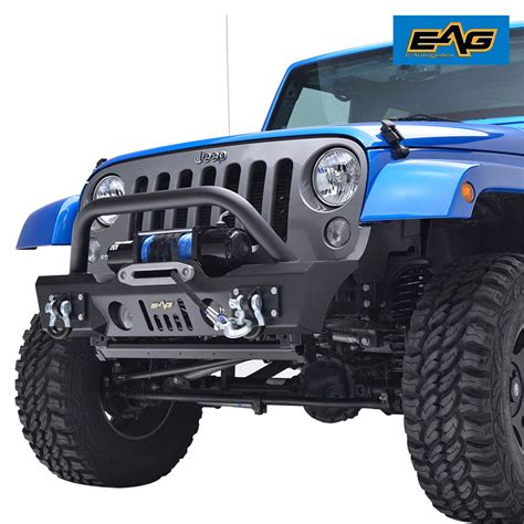 Mua Eag Front Bumper Stubby With Fog Light Hole And Winch Plate Fit For 07 18 Wrangler Jk