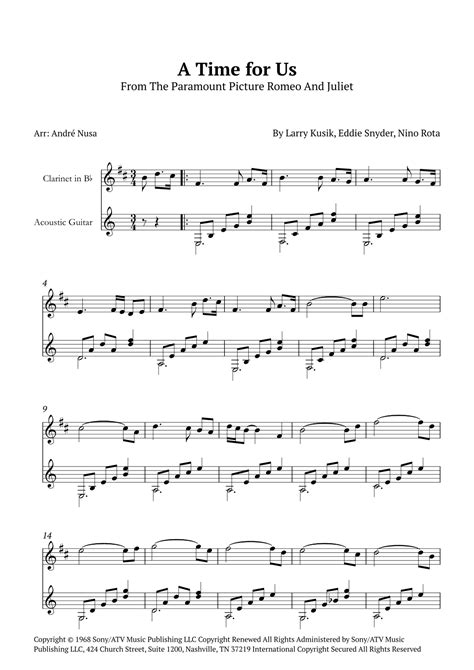 A Time For Us Love Theme Arr Andr Nusa Sheet Music Nino Rota