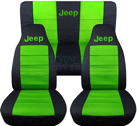 Jeep Wrangler Yj Tj Jk 1987 2018 2 Tone Seat Covers W Logo Front And Rear Full Set Ebay