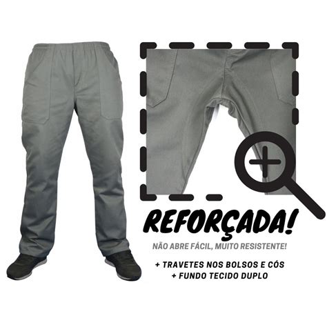 Cal A Refor Ada De Brim Pesado Faixa Refletivo Uniforme