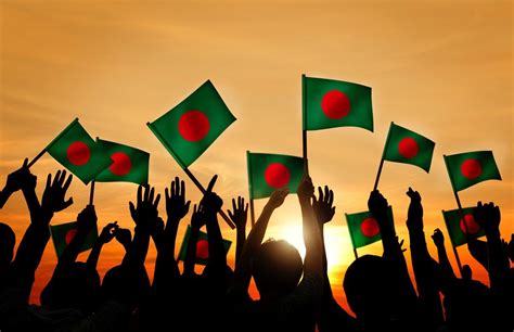 Silhouettes Of People Holding Flag Of Bangladesh Free Image By