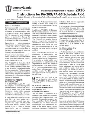 Pa Schedule Rk 1 Fill Online Printable Fillable Blank PdfFiller