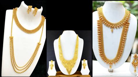 Most Beautiful Gold Long Nacklaces Sets Different Styles With Chains Youtube