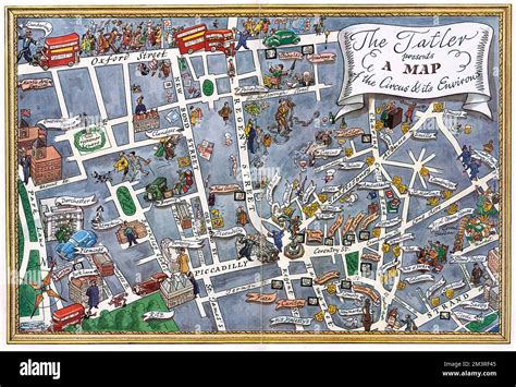 A map of the West End of London with Piccadilly Circus at its centre ...