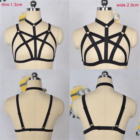 Sexy Black Women Harness Harajuku Cage Bra Gothic Body Harness Handmade