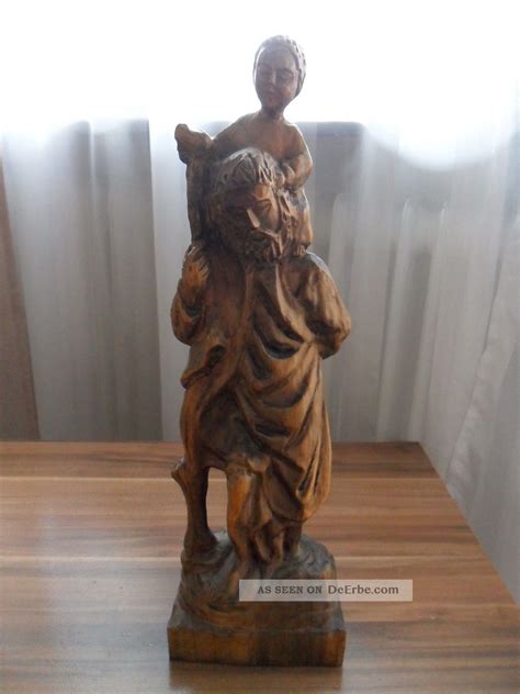 Alte Geschnitzte Heiligenfigur Holzfigur Christopherus Heiliger Holz