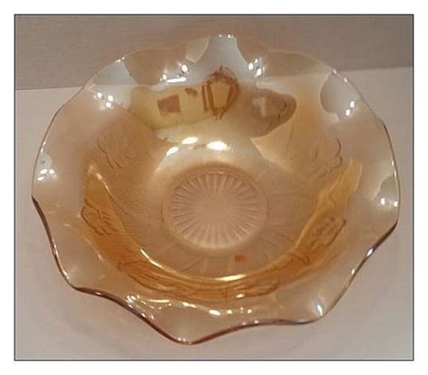 Vintage Jeannette Carnival Glass Iris Iridescent 11 Large Centerpiece Fruit Bowl Etsy